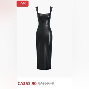 Black faux-leather dress